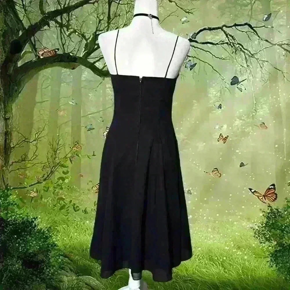 Y2k 90s Black Minimalistic MIDI Dress Size 6 - Picture 5 of 8